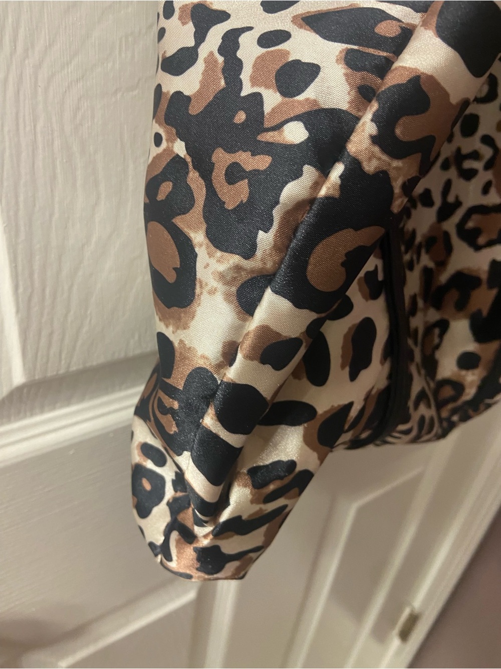 Chico's Leopard-Print Satin Tote with Black Trim and Red Lining - Picture 6 of 7